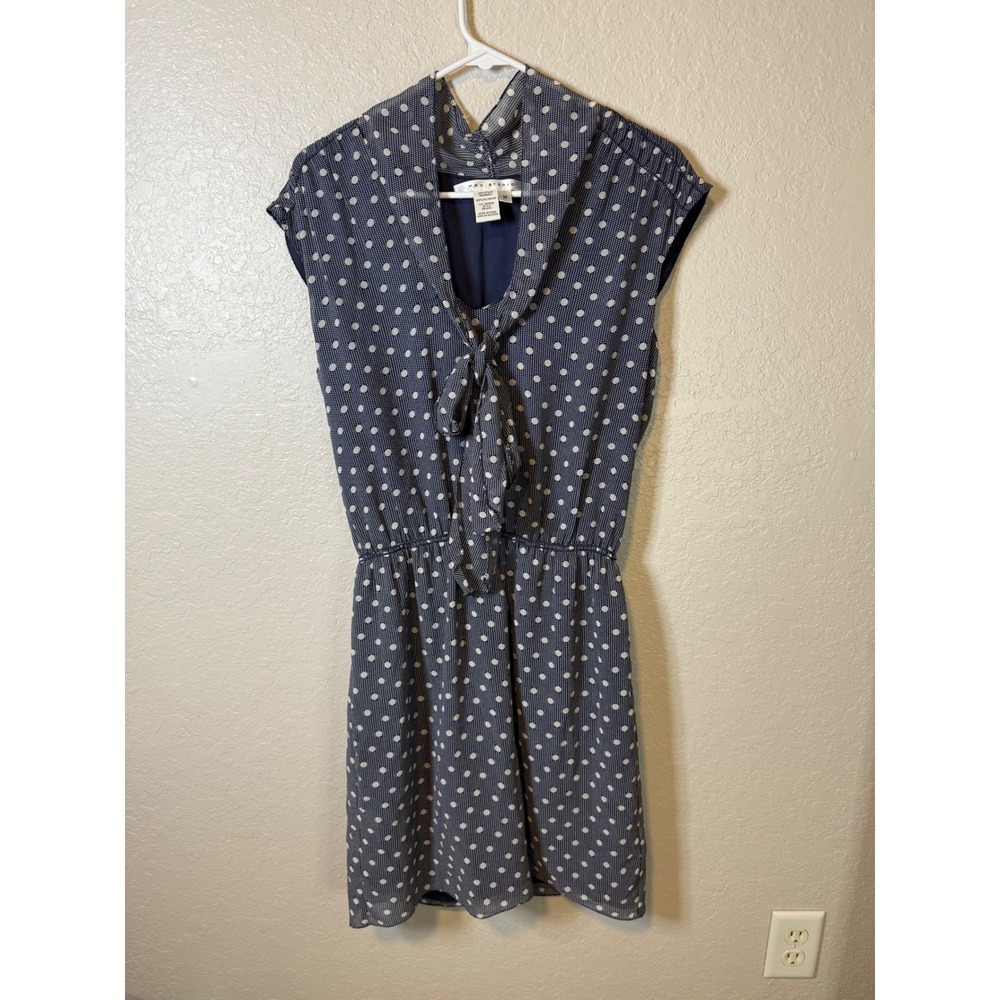 Max Studio Women's Dress Blue White Polka Dot Sleeveless M